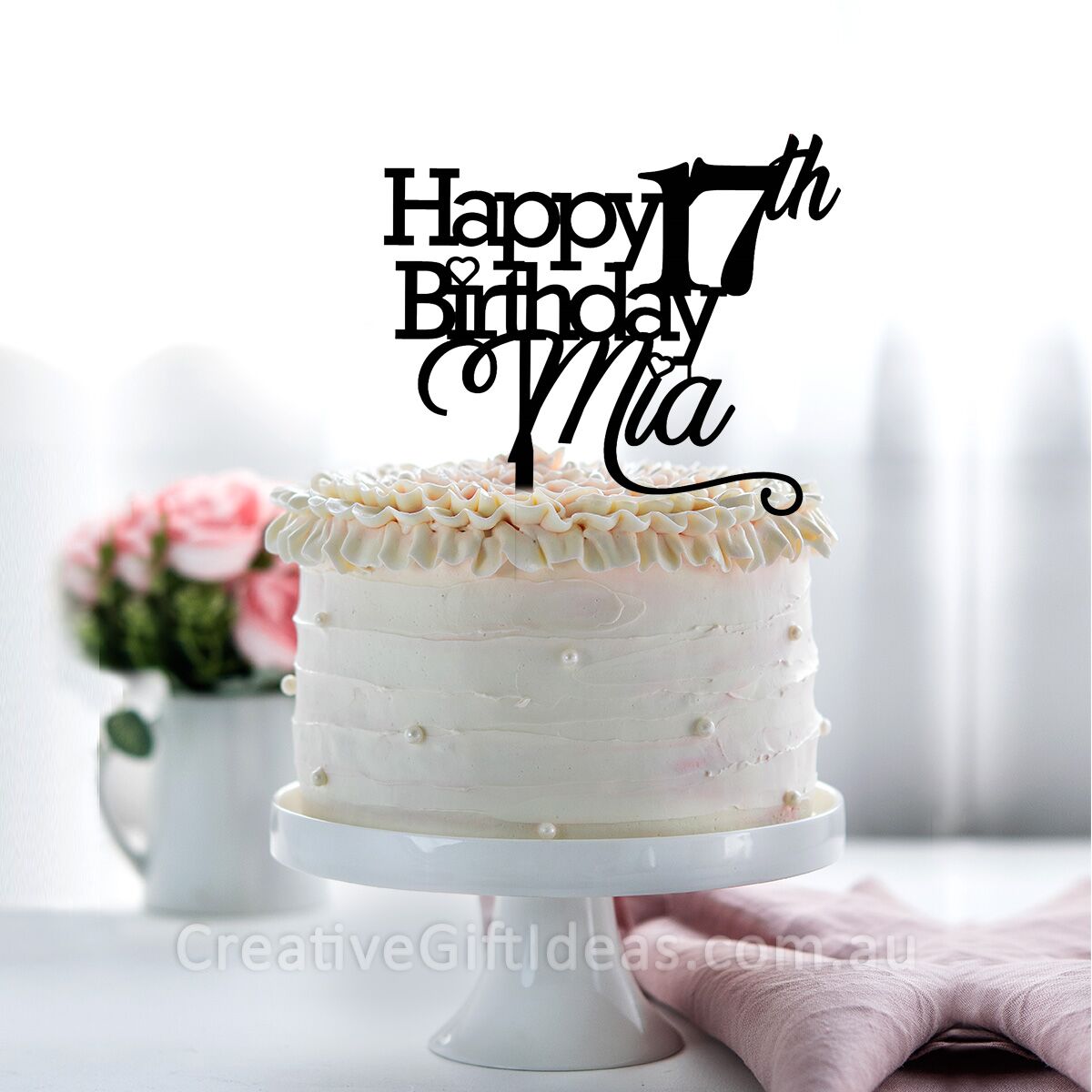 Personalised Name and Age Happy Birthday Cake Topper