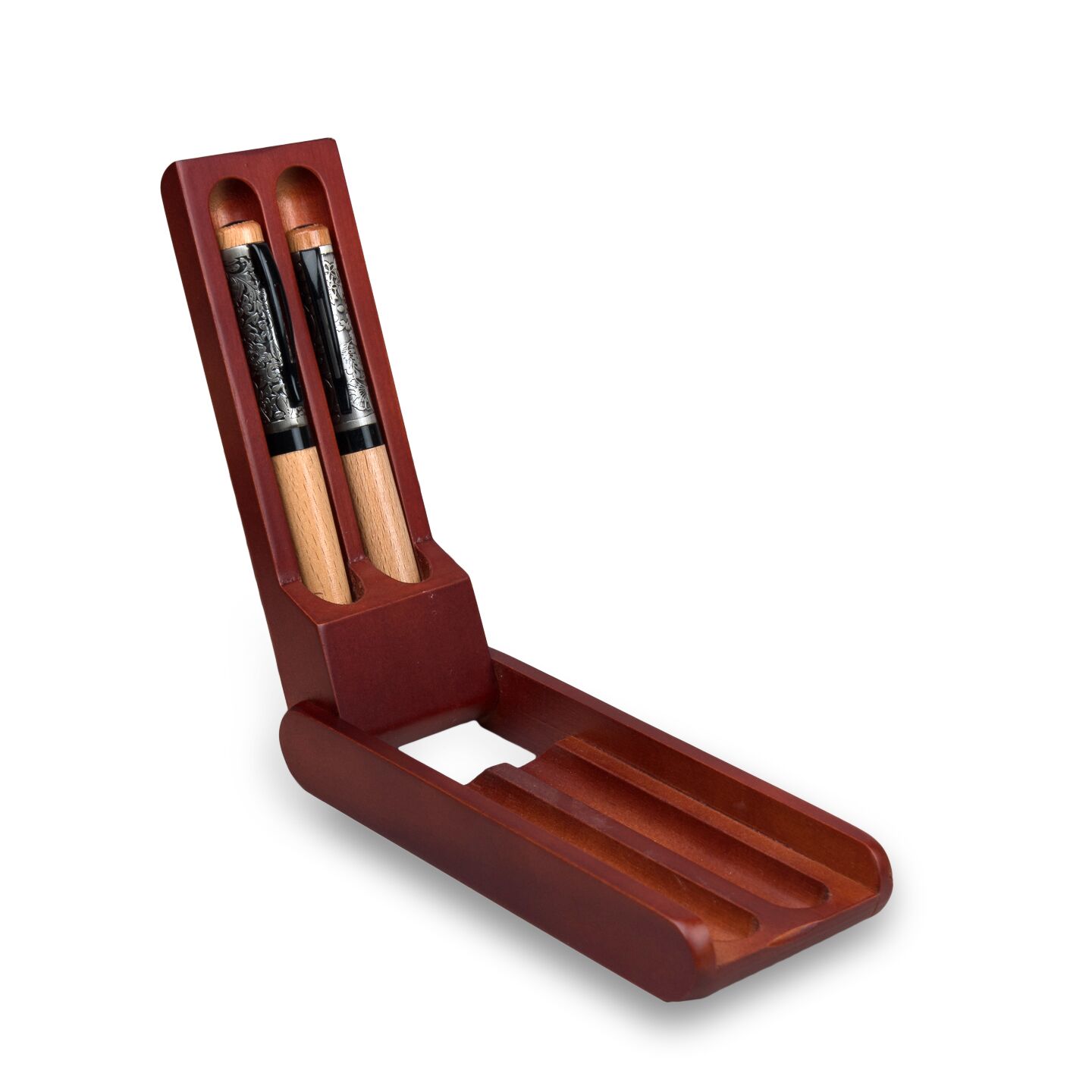 Deluxe Red wood twin Pen Case - Image 2