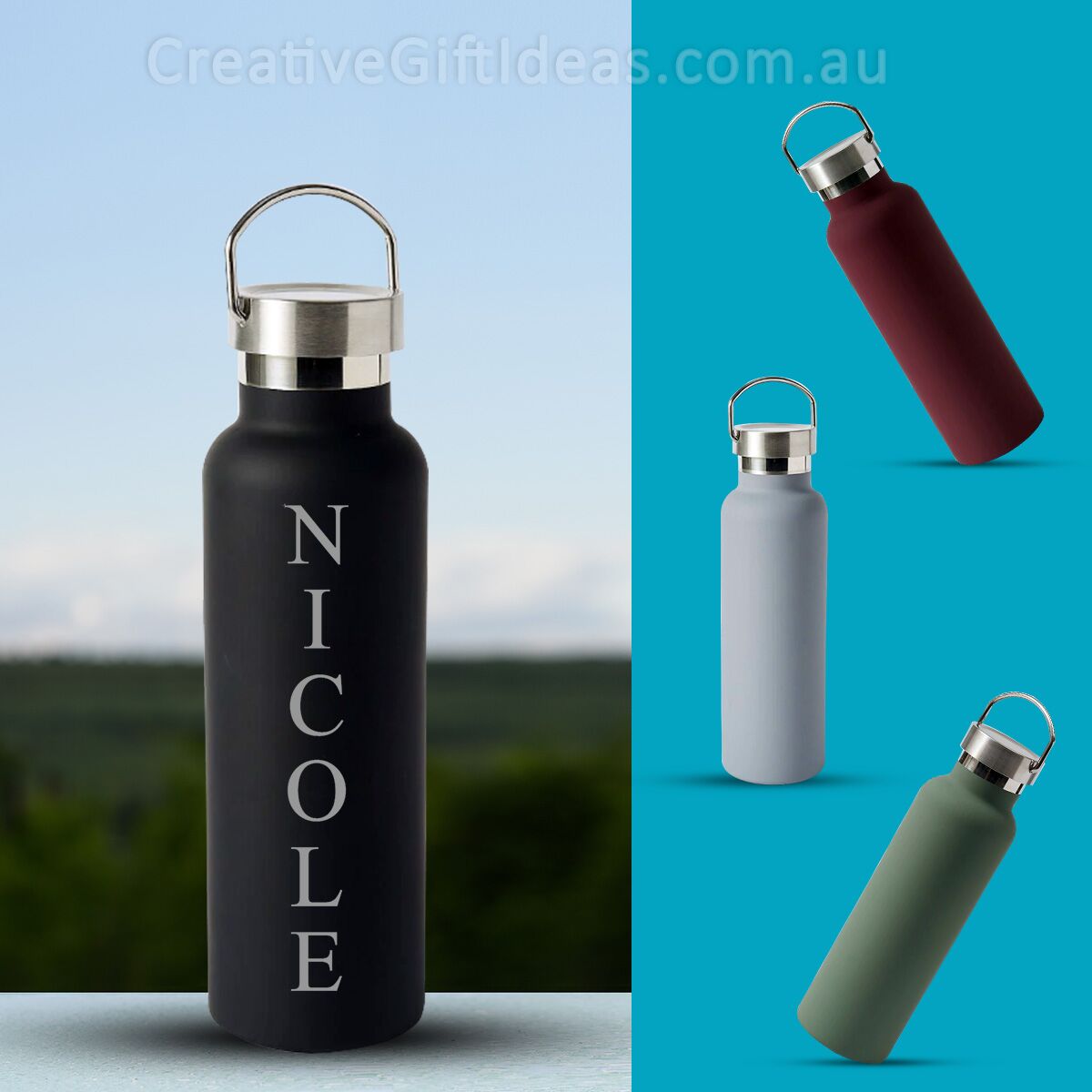 Personalised Vertical Name 600ml drink bottle