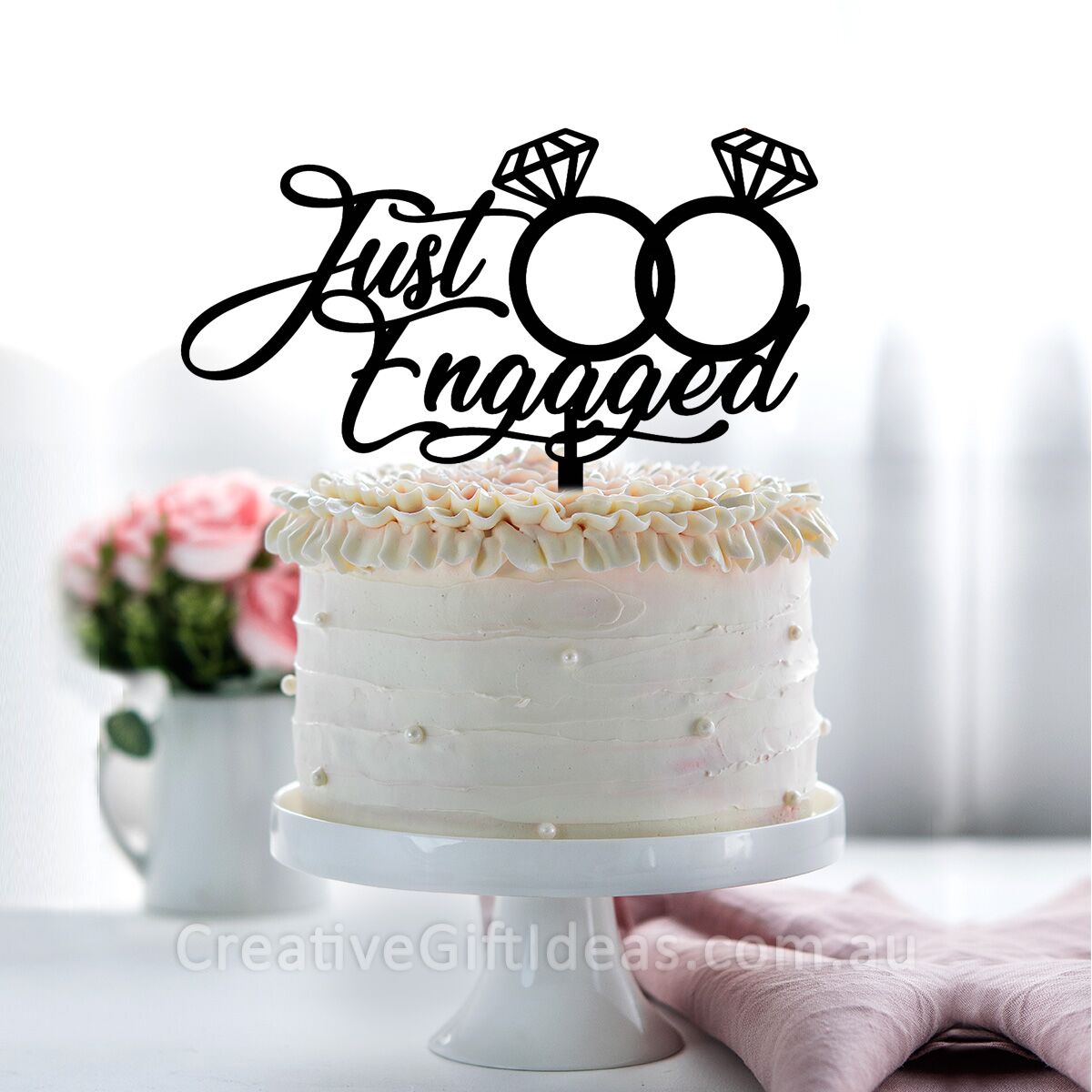 Just Engaged Cake Topper