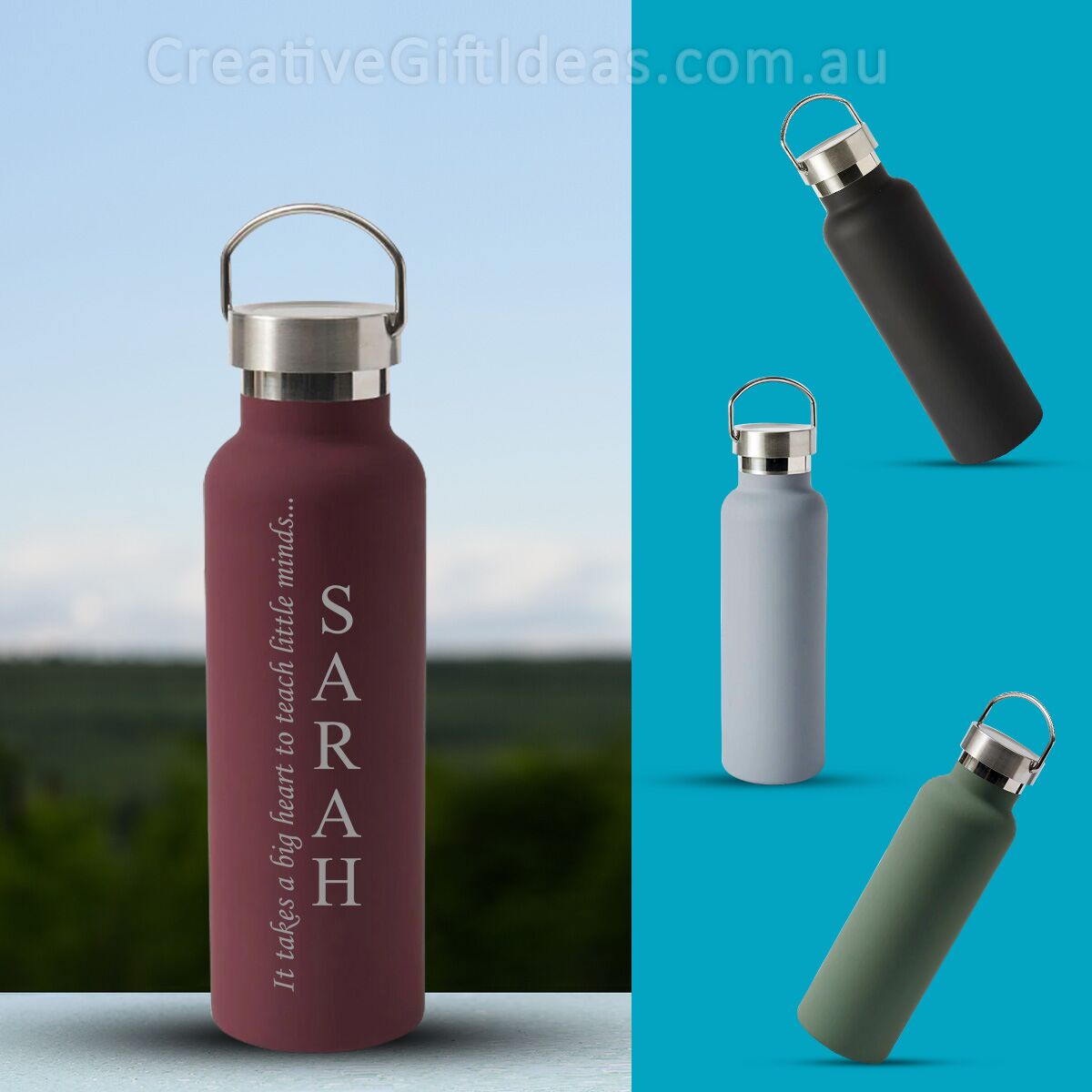 Personalised Vertical Name with Quote 600ml Drink Bottle