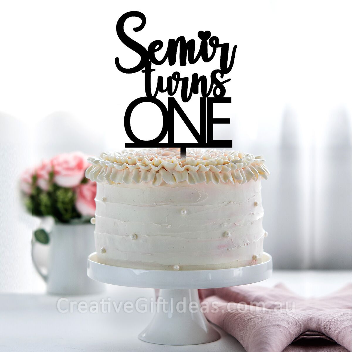 Personalised Name Turns One Cake Topper