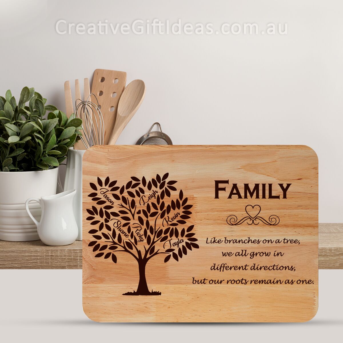 Personalised Family Tree Chopping Board - With Names